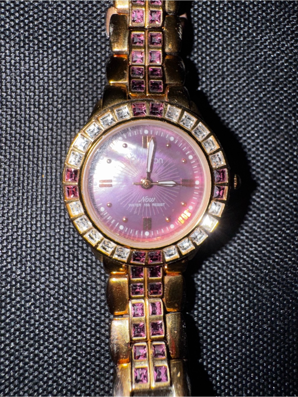 Rose Gold-Tone Women's Watch with Purple Dial and Purple & Clear Crystal Accents